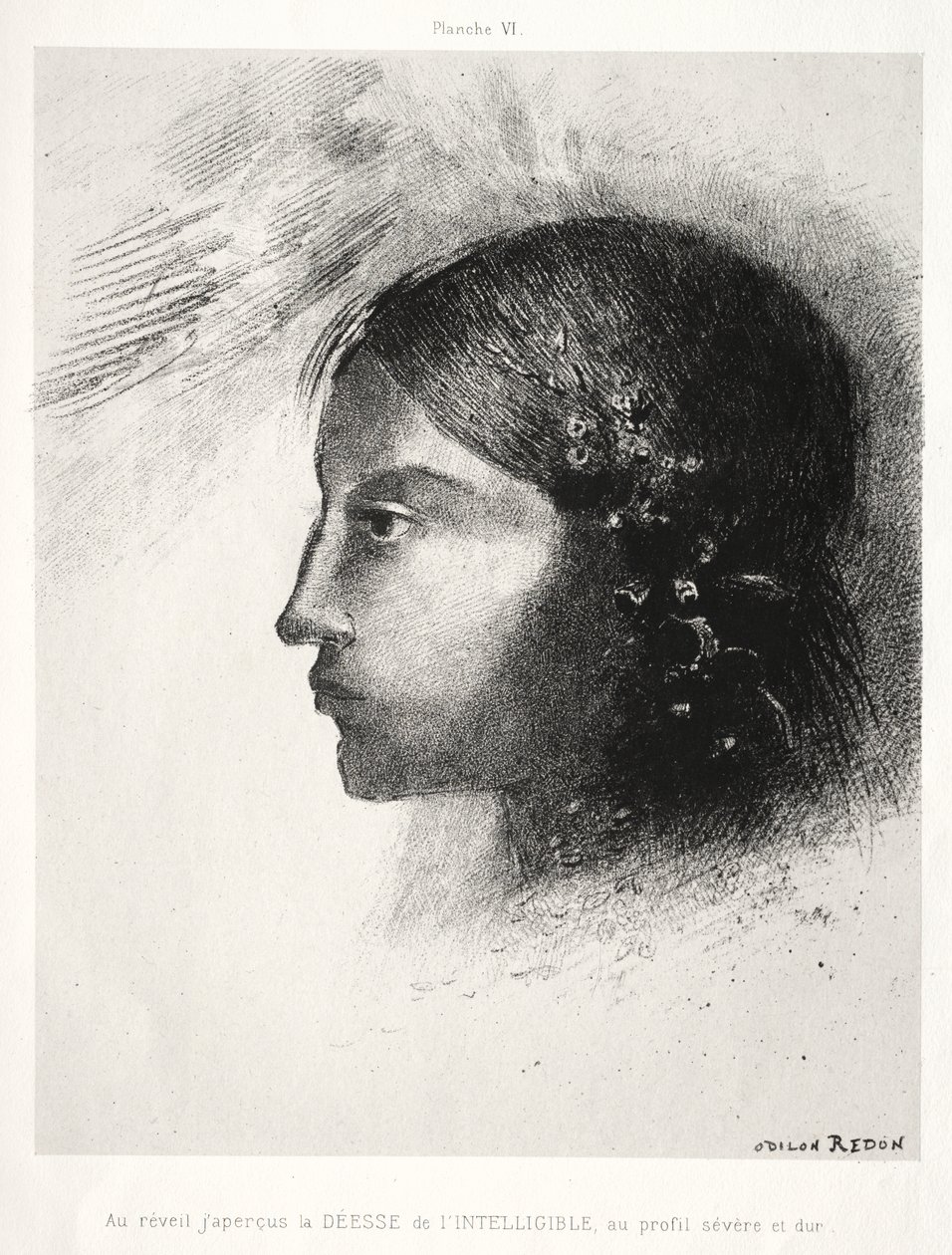 Uyandıktan Sonra Şiddetli ve Sert Profiliyle Akıl Tanrıçasını Gördüm by Odilon Redon