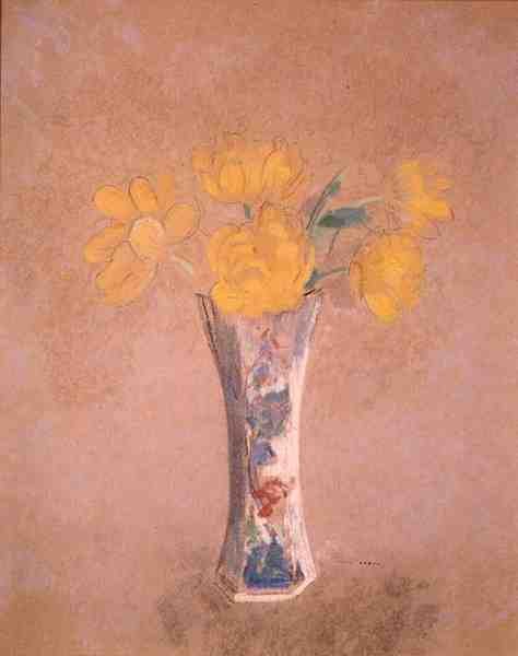 Vazo Çiçek (kağıt üzerine pastel) by Odilon Redon
