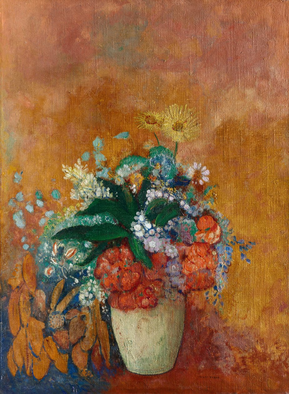 Vazo Çiçek, c.1905 (kumaş üzeri yağlı boya) by Odilon Redon