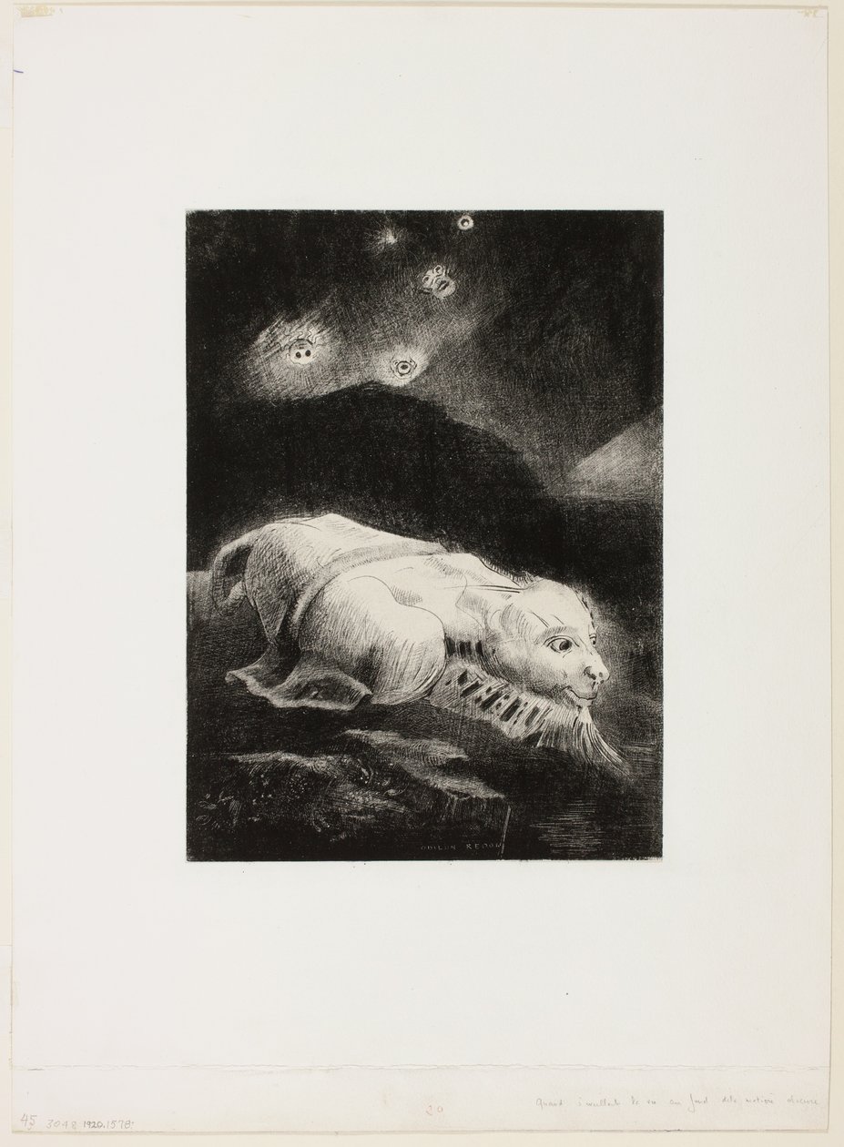 Karanlık Maddenin Derinliklerinde Hayat Uyanırken, "Les Origines"den 1/8 levha by Odilon Redon