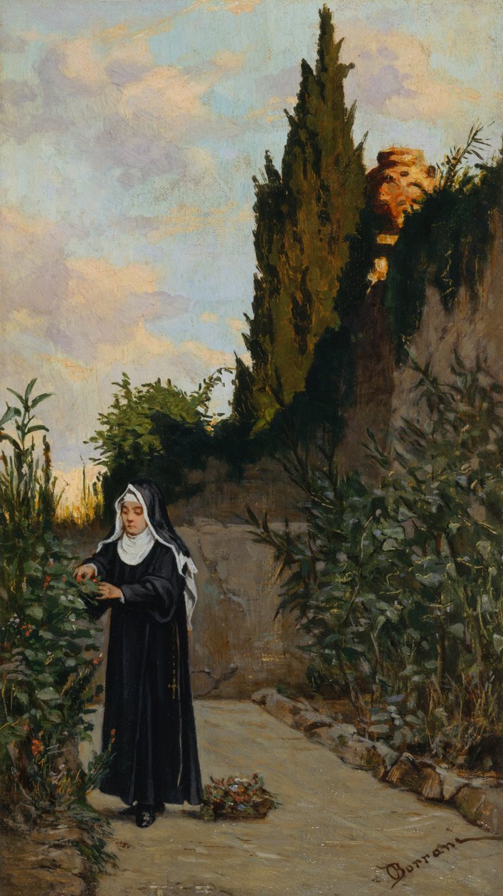 bahçede rahibe by Odoardo Borrani