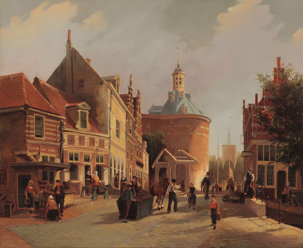 Enkhuizen Şehrindeki Drommedaris ile Zuiderspui