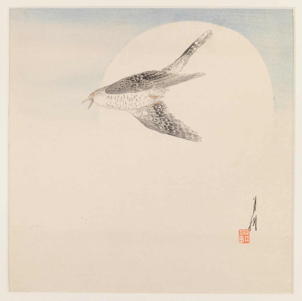 Ayda Uçan Bülbül, 1890-1910 dolayları (tahta blok renkli baskı) by Ogata Gekko