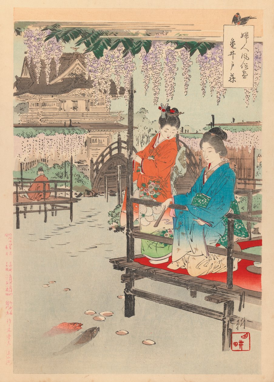 Kadınların Gümrük ve Görgü Kuralları serisinden baskı, 1891-92 (tahta baskı) by Ogata Gekko