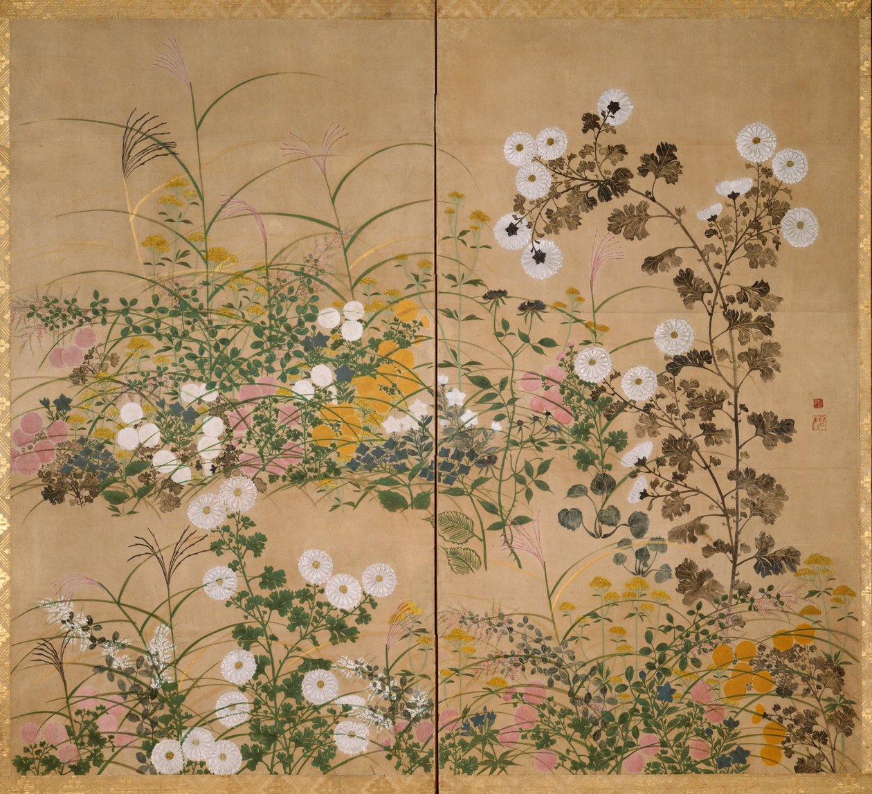Önemli Sanat Nesnesi Sonbaharda Çiçekli Bitkiler by Ogata Korin