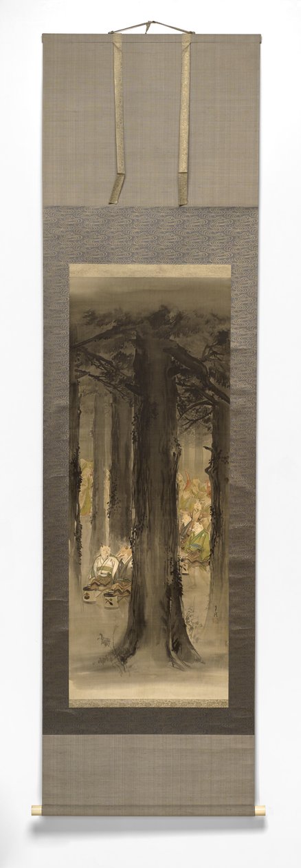 Kitsune No Yomeiri [Tilkinin düğünü], 19. yüzyılın sonları ile 20. yüzyılın başlarında (fildişi rulo ile ipek üzerine monte edilmiş kağıt üzerine mürekkep) by Ogata Gekko