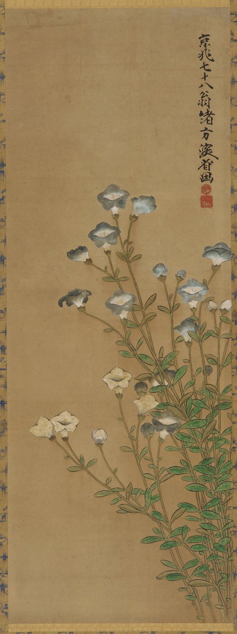 İnce saplarda mavi ve beyaz çiçekler, Edo dönemi, 18.-19. yüzyıl by Ogata Kenzan