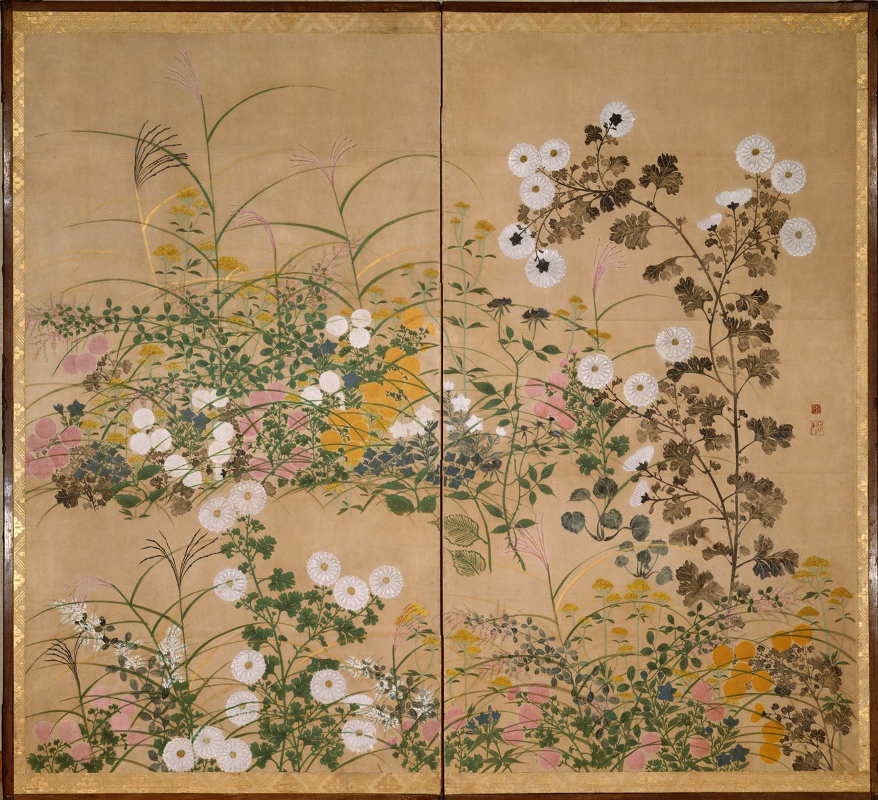 Sonbaharda Çiçekli Bitkiler - Korin, Ogata (1658-1716) - 18. yüzyıl - Kağıt üzerine suluboya ve mürekkep - 154x173 - Suntory Museum of Art by Ogata Korin