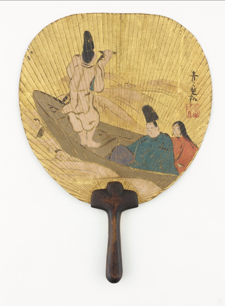 Sumida nehrini geçen Narihira, Edo dönemi, 17. yüzyılın sonu ile 18. yüzyılın başları. by Ogata Korin