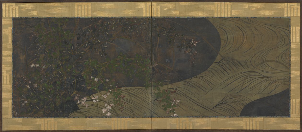Akan su, sonbahar otları ve çiçekleri, Edo dönemi, 17. yüzyılın sonu - 18. yüzyılın başı. by Ogata Korin