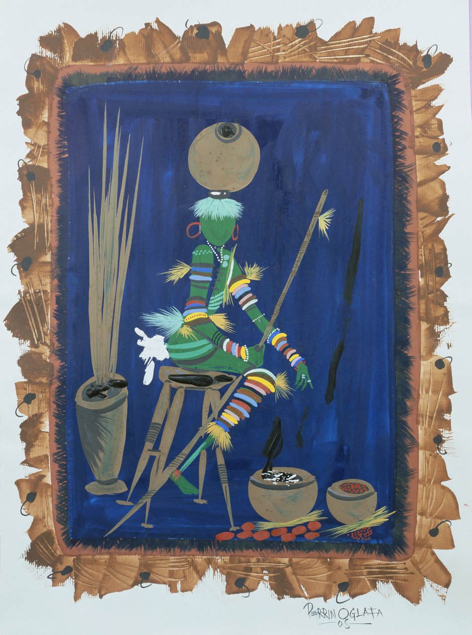 Attired Trader, 2008 (kağıt üzerine akrilik ve guaj boya) by Oglafa Ebitari Perrin