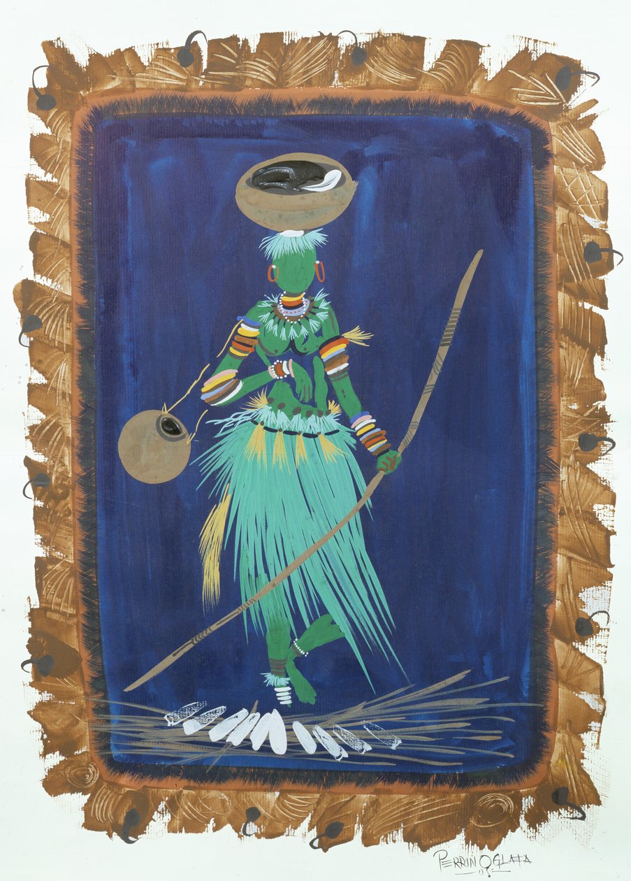 In Pursuit, 2008 (kağıt üzerine akrilik ve guaj boya) by Oglafa Ebitari Perrin