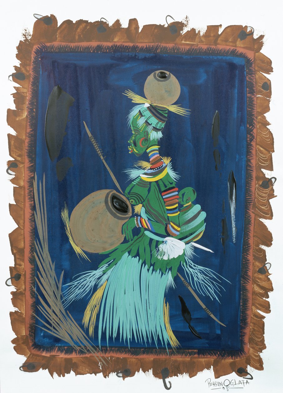 Anne Desteği. 2008 (kağıt üzerine akrilik ve guaj boya) by Oglafa Ebitari Perrin