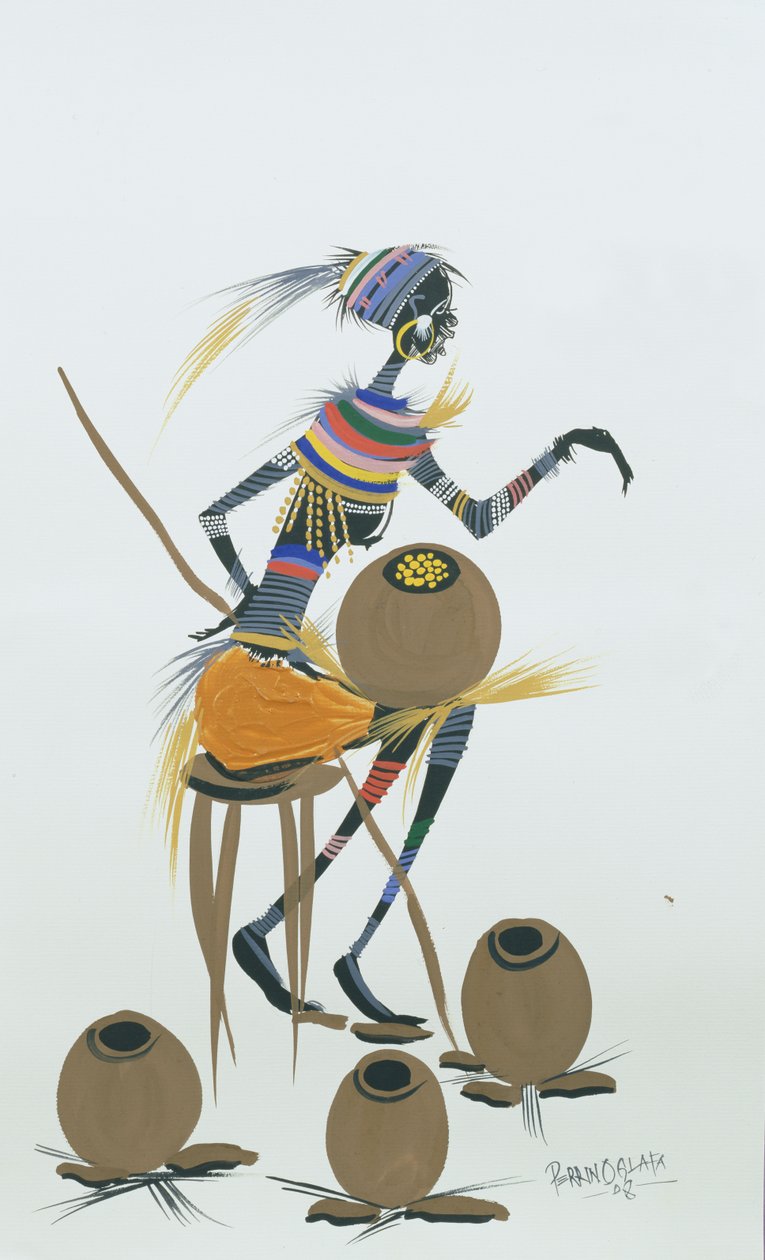 Yaşam Çömlekleri. 2008 (kağıt üzerine akrilik ve guaj boya) by Oglafa Ebitari Perrin