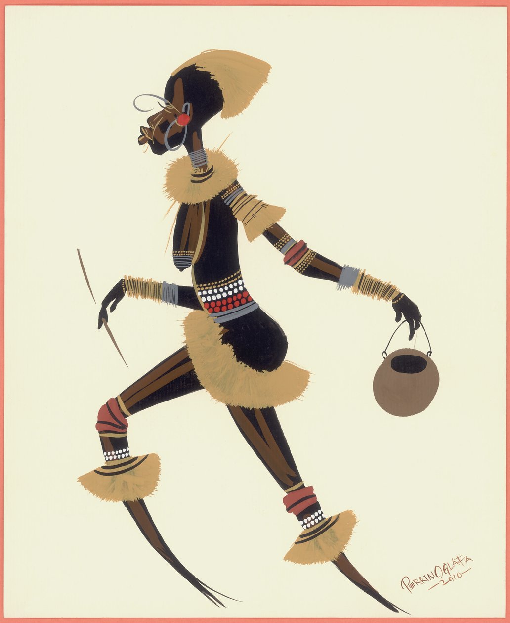 Rafya Kadın, 2010 (kağıt üzeri yağlı boya) by Oglafa Ebitari Perrin