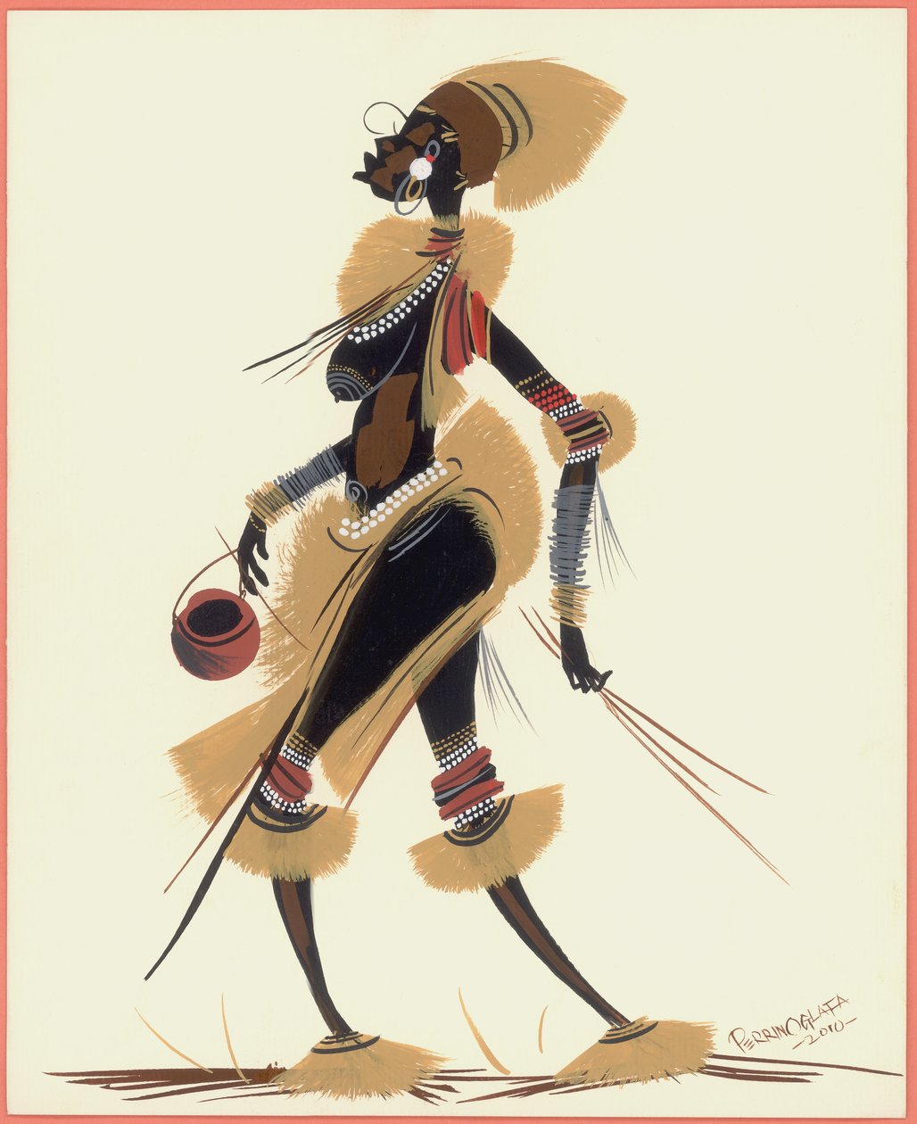 Bir Kadının Dönüşü, 2010 (kağıt üzeri yağlı boya) by Oglafa Ebitari Perrin