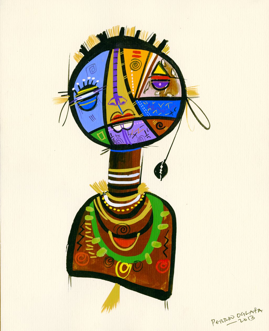 Renklerin güzel yüzü, 2013 (kart üzerinde karışık ortam) by Oglafa Ebitari Perrin