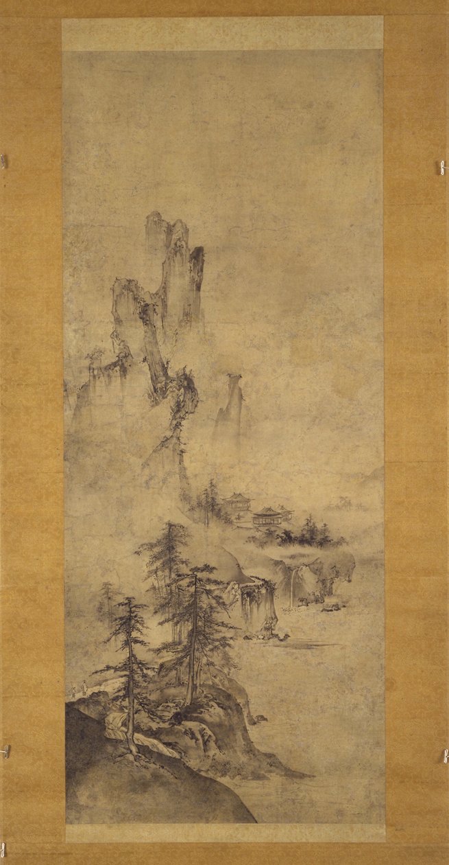 Binalarla Peyzaj (kağıt üzerine mürekkep) by Oguri Sotan