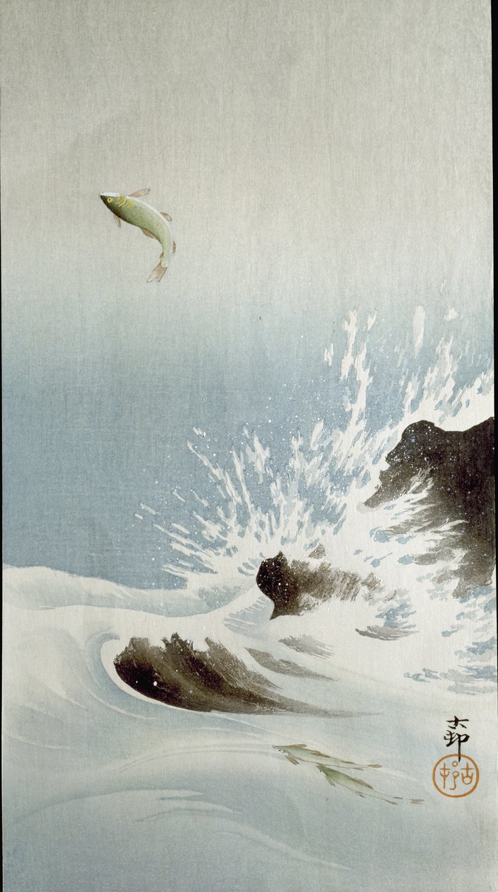 Sudan Sıçrayan Balık, 1907 by Ohara Koson