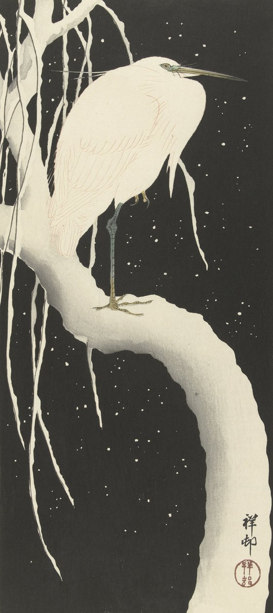 Karda Ak balıkçıl, 1925-1936 by Ohara Koson