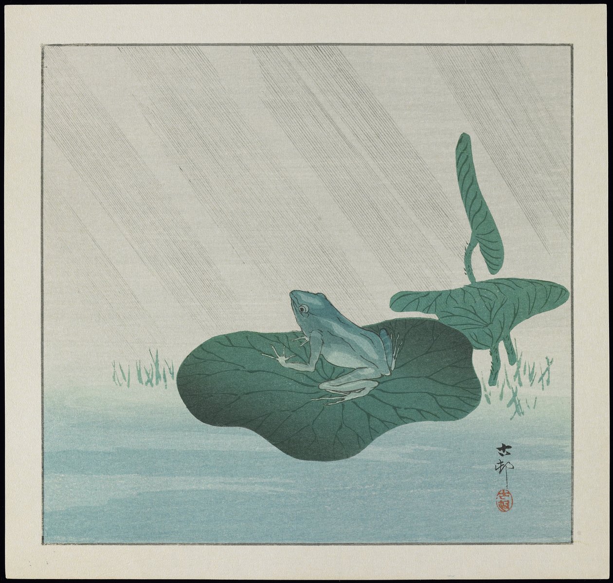 Yağmurda Kurbağa, 1912 öncesi by Ohara Koson