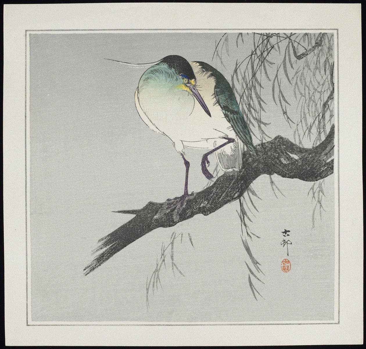 Daldaki Heron, 1912 öncesi by Ohara Koson