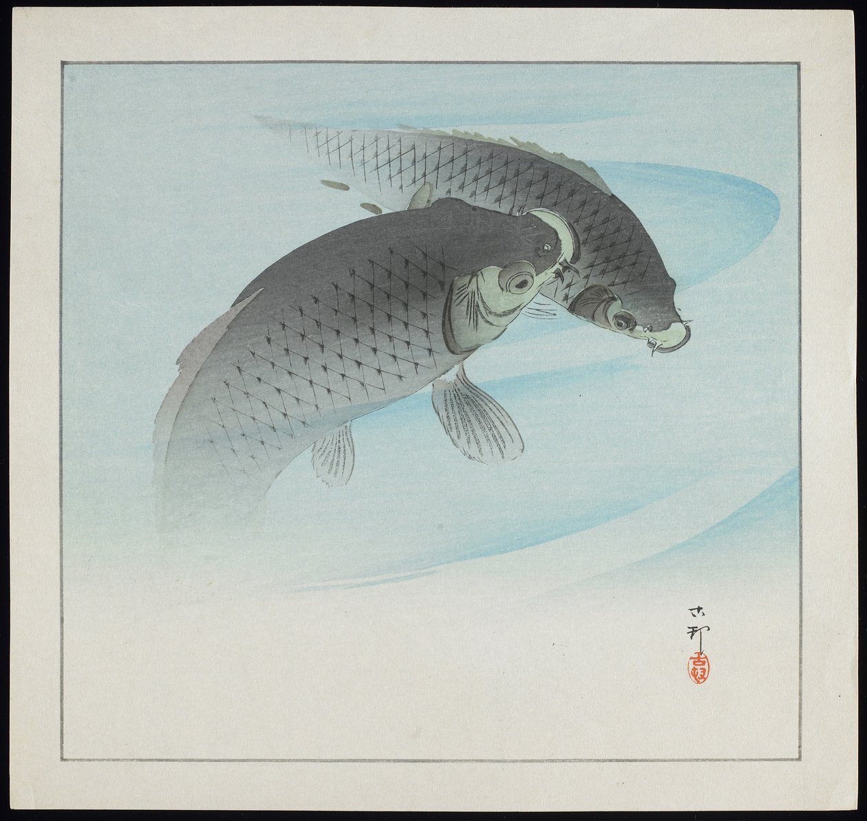 İki Sazan, 1912 öncesi by Ohara Koson