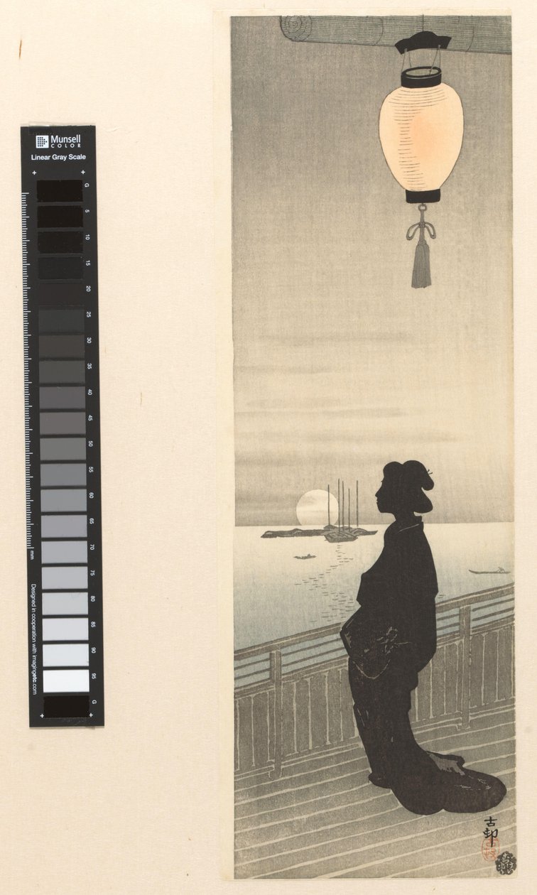 Nezaket op veranda by Ohara Koson