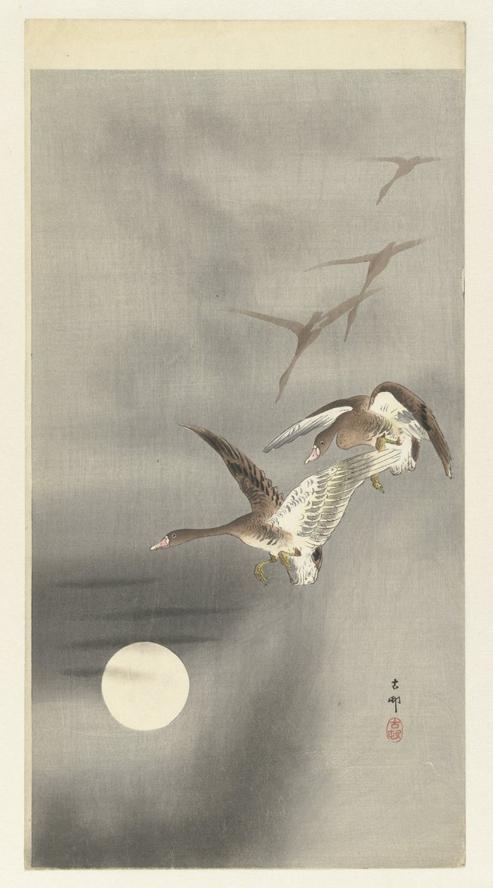 uçuşta kazlar by Ohara Koson