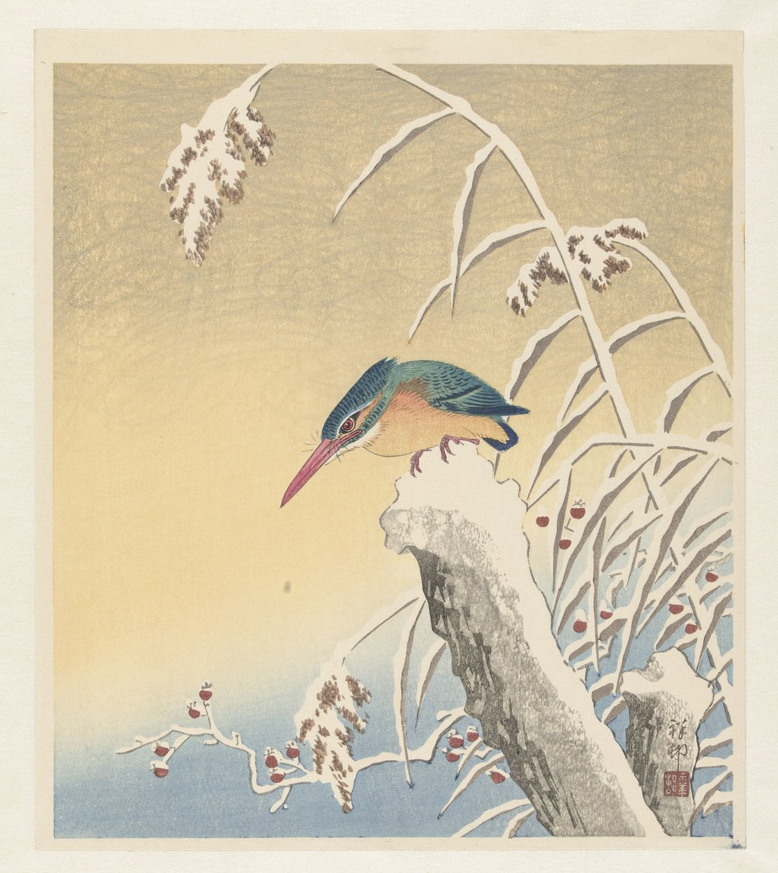 Karda yalıçapkını by Ohara Koson
