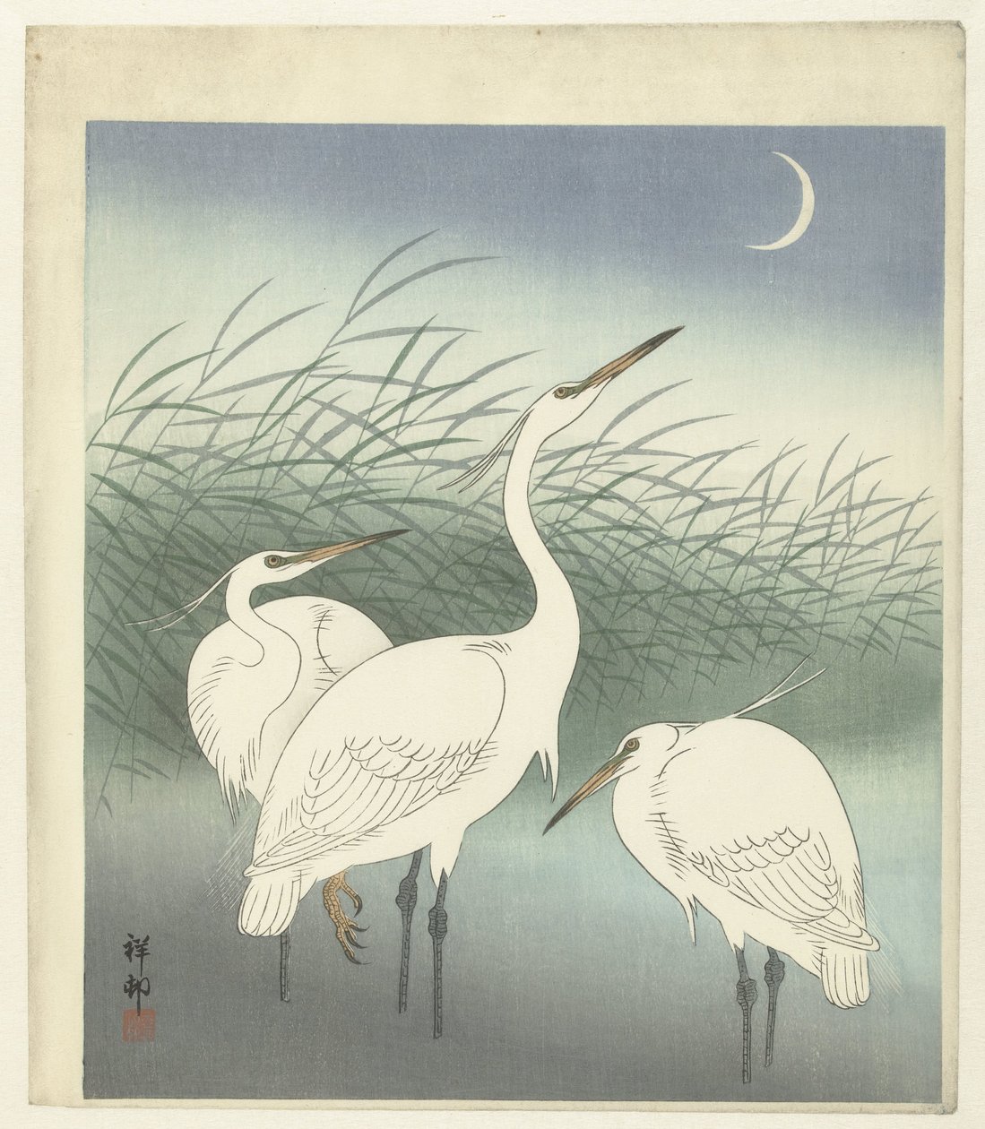 Sığ suda balıkçıllar by Ohara Koson