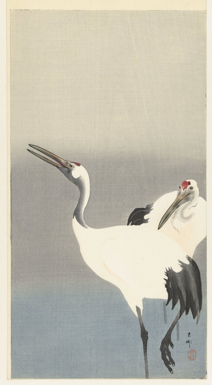 iki vinç by Ohara Koson
