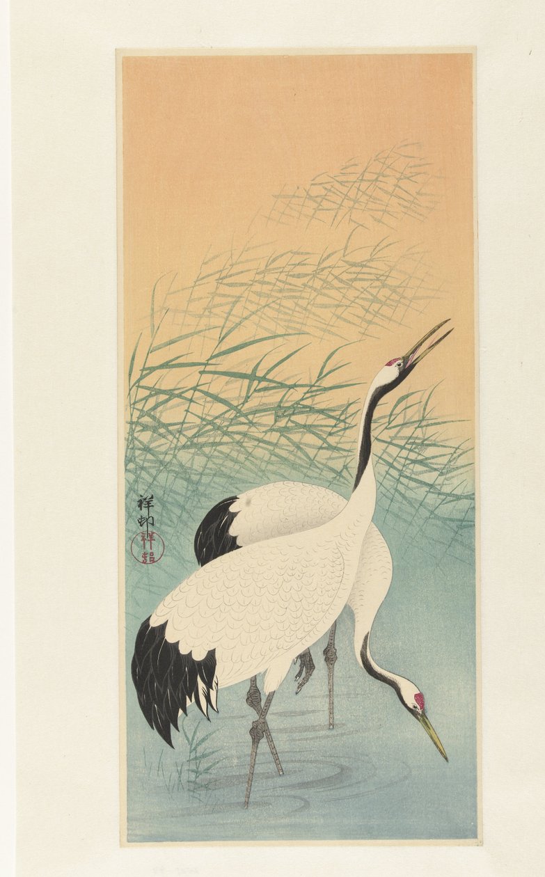 İki vinç by Ohara Koson