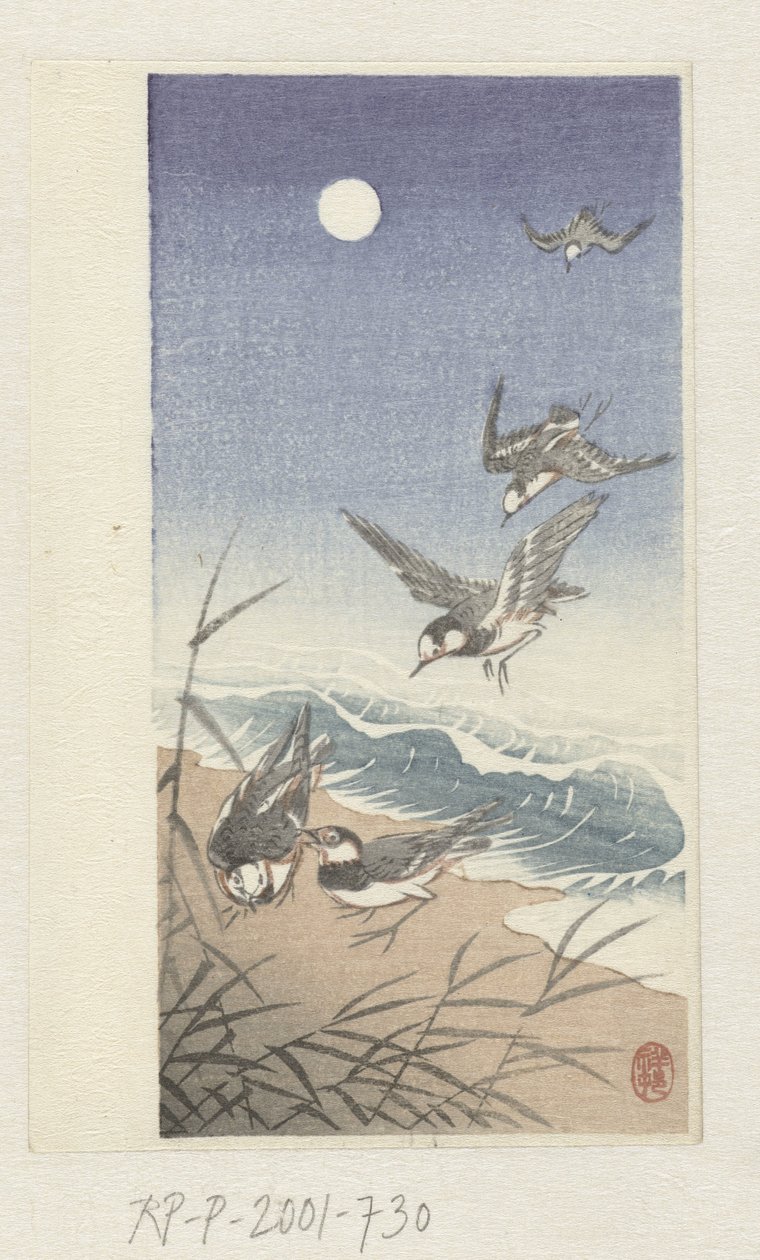 Dolunayda kuşlar by Ohara Koson