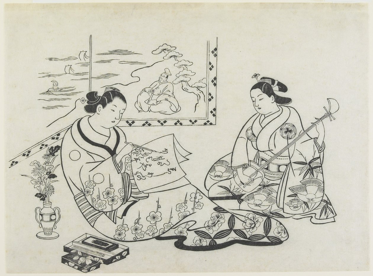 (Hayal edin f Matsukaze plan d Murasame), c. 1704-1706 by Okumura Masanobu