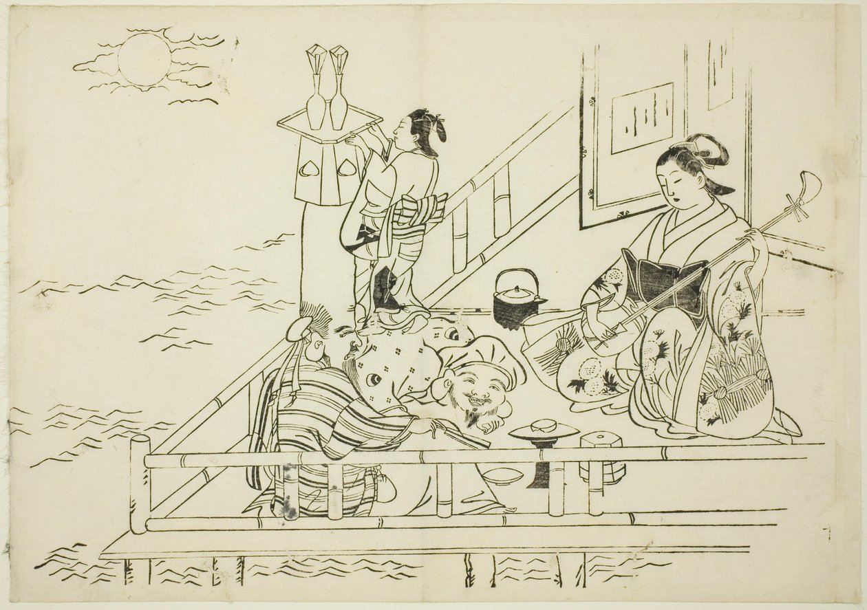 Fahişe eğlenceli Daikoku ve Fukurokuju, no. 12 baskılık bir seriden 10 by Okumura Masanobu