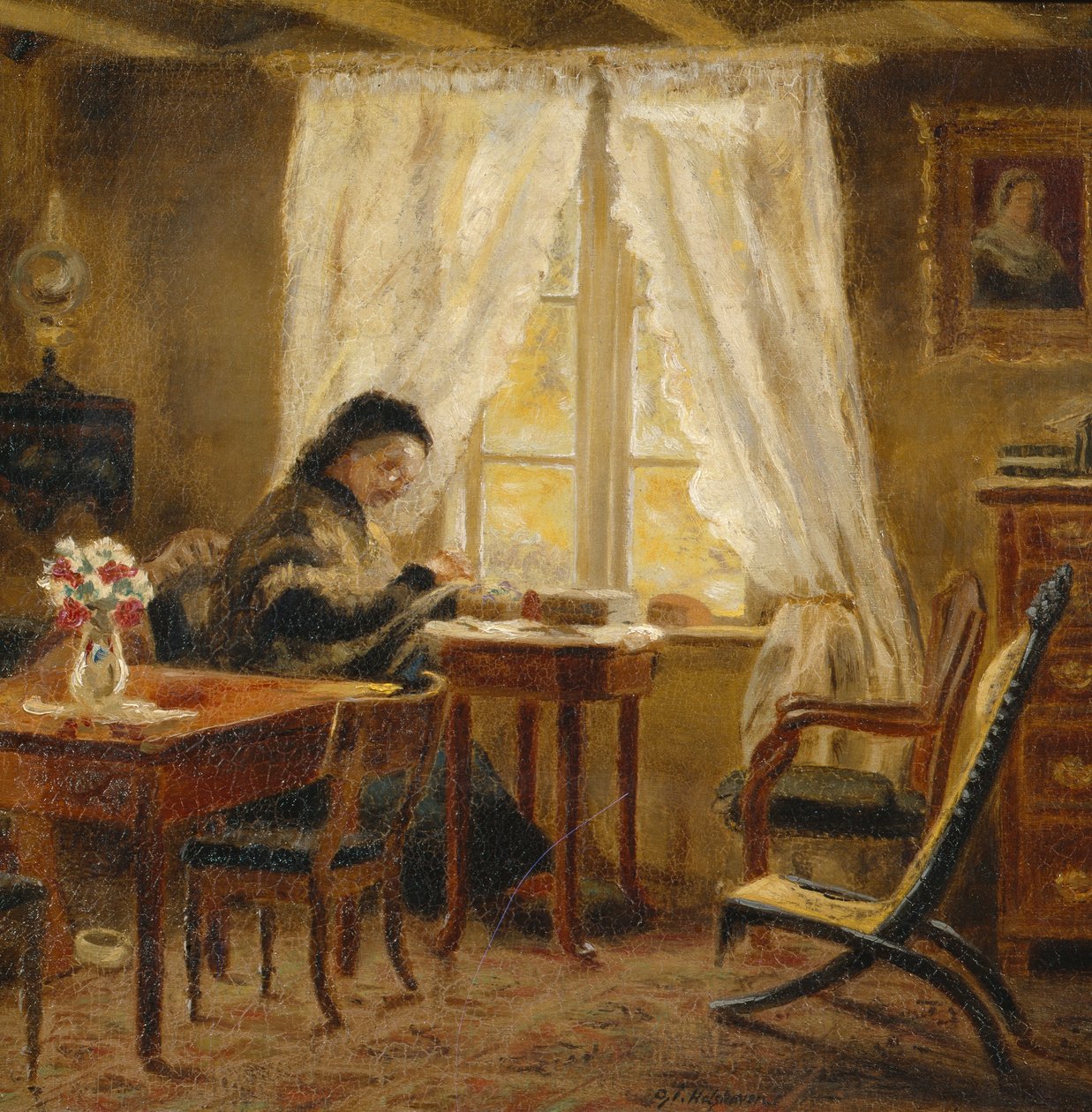 Sanatçının Oturma Odasındaki Annesi, Holskogen (tuval üzerine yağlı boya) by Olaf Isaachsen