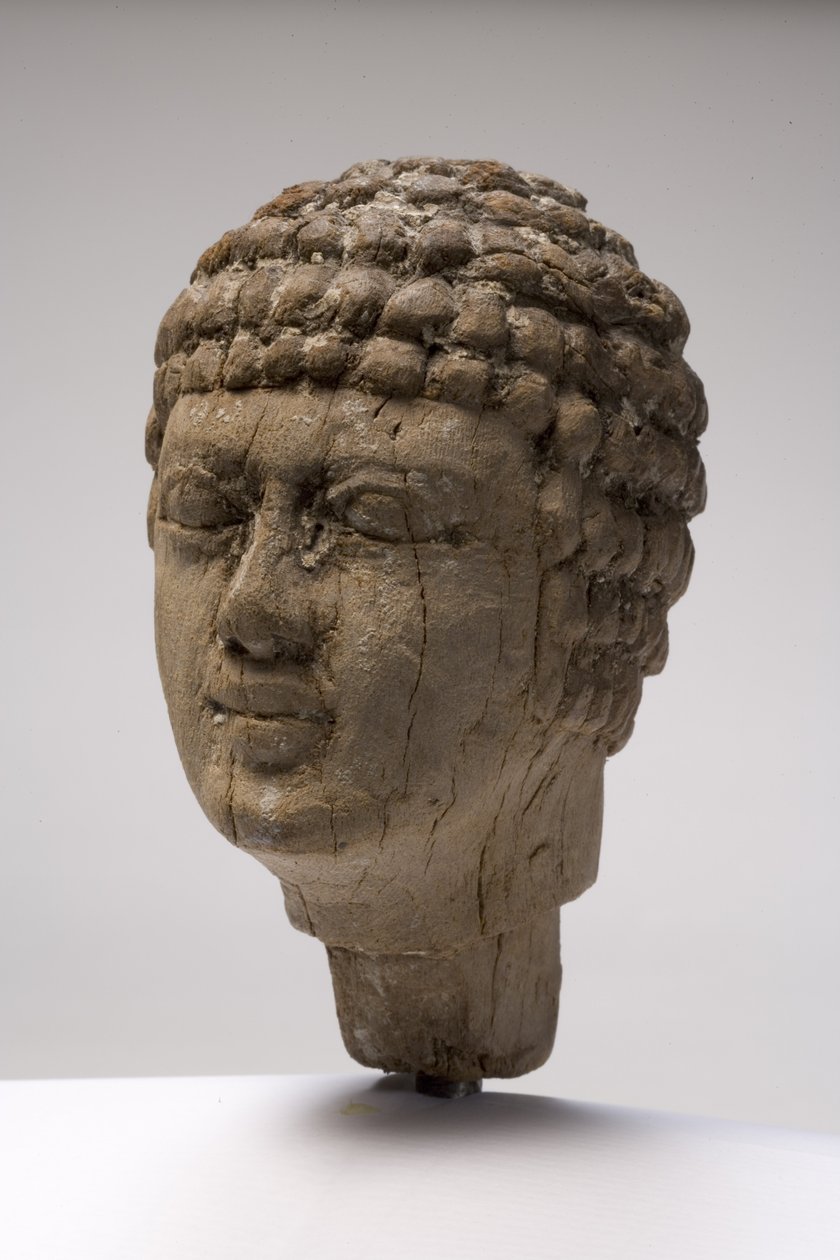 Bir adamın başı (tahta) (ayrıca bkz. 249004-6) by Old Kingdom Egyptian