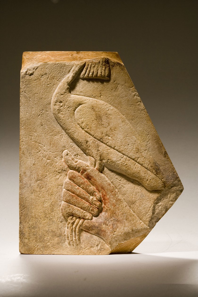 Bir Akh kuşunun kabartma parçası (kireçtaşı) by Old Kingdom Egyptian