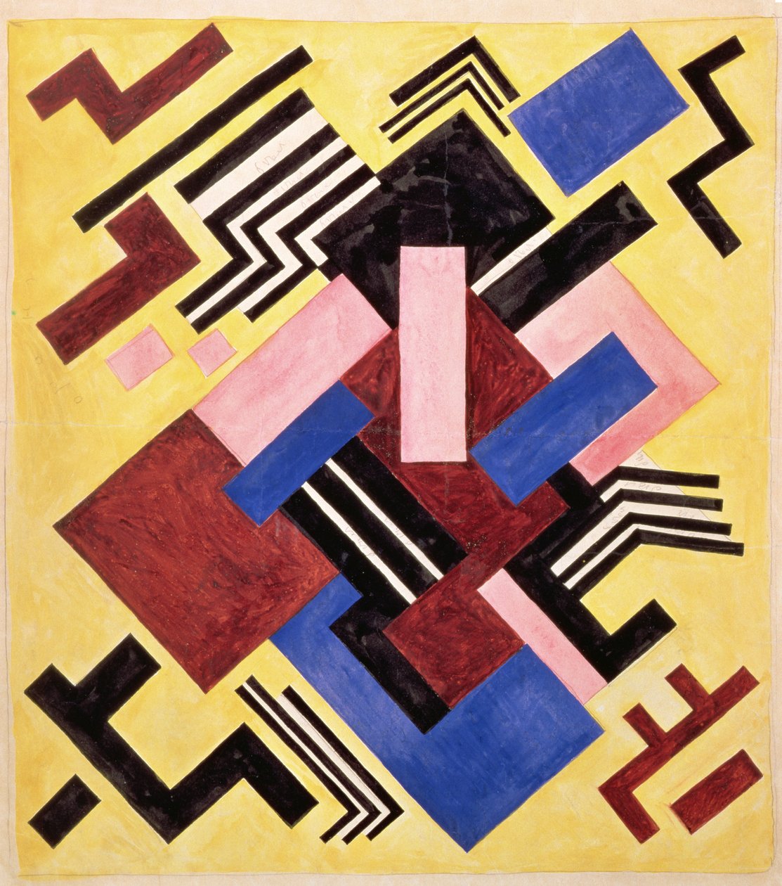 Resimli Yapı, 1916 (kağıt üzerine guaj) by Olga Rozanova