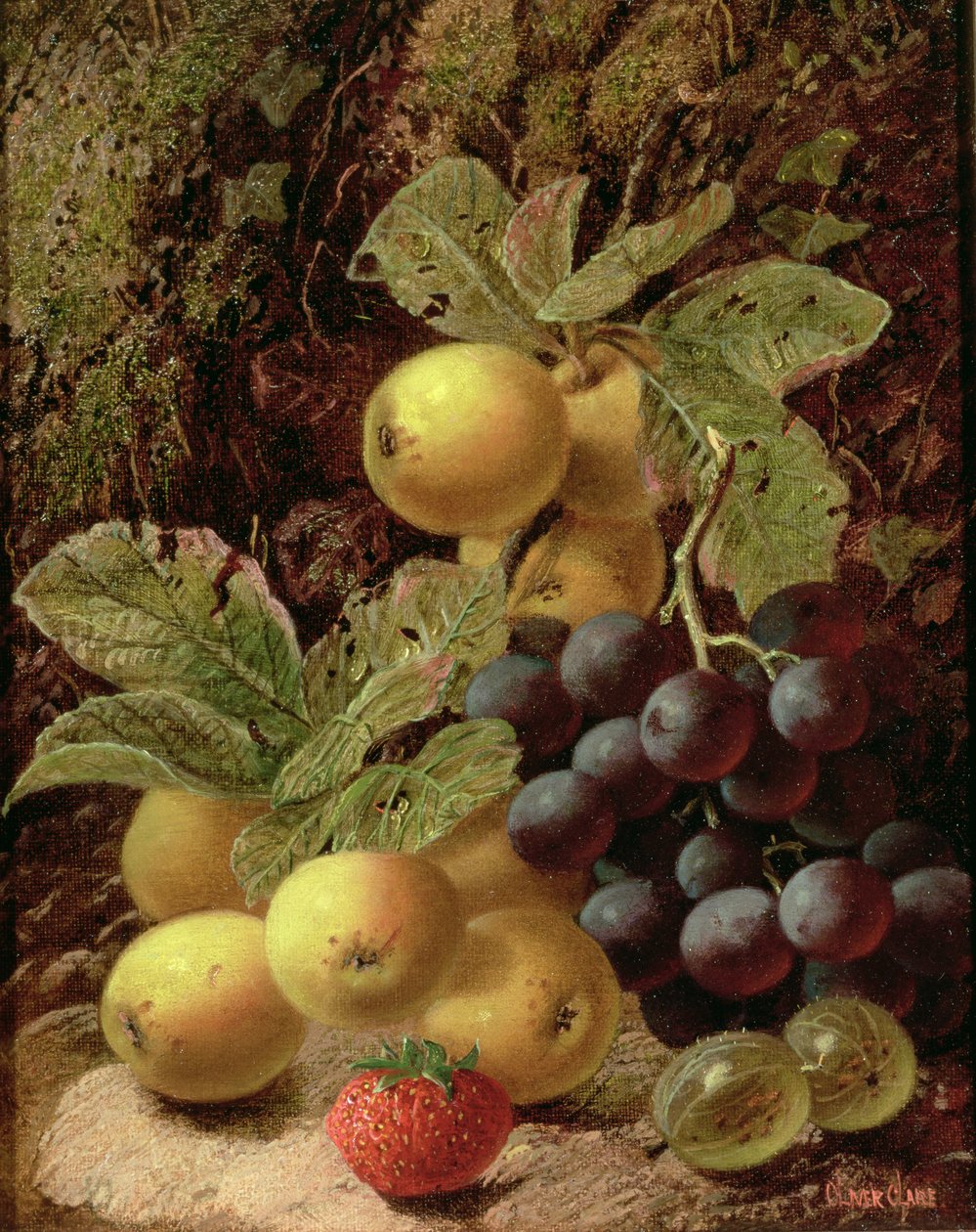 Elma, Üzüm, Çilek ve Bektaşi Üzümü ile Natürmort by Oliver Clare