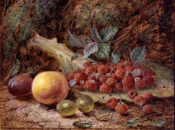 Lahana Yaprağı Üzerinde Meyveli Natürmort by Oliver Clare