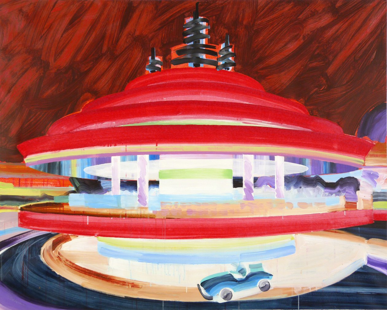 Autopia, 2016 (tuval üzerine akrilik) by Olivier Morel
