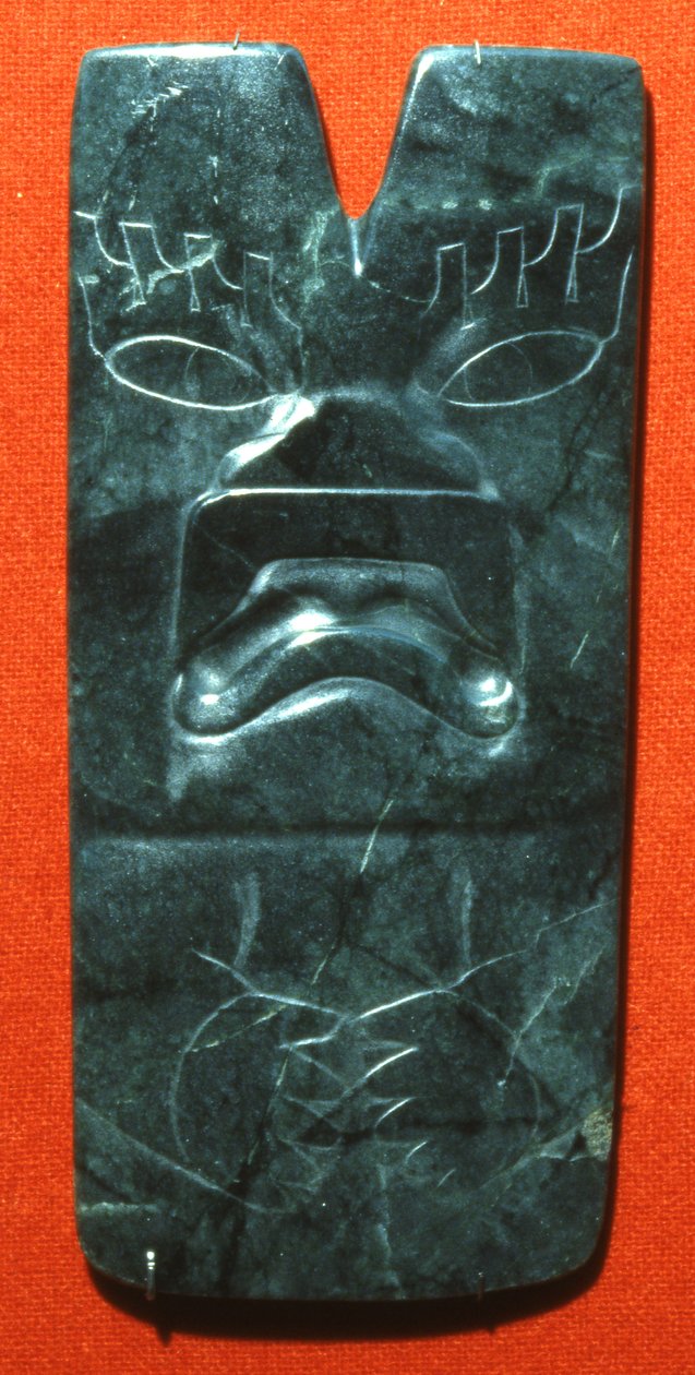 Jaguar yüzlü Hacha, Klasik öncesi dönem (yeşim taşı) by Olmec