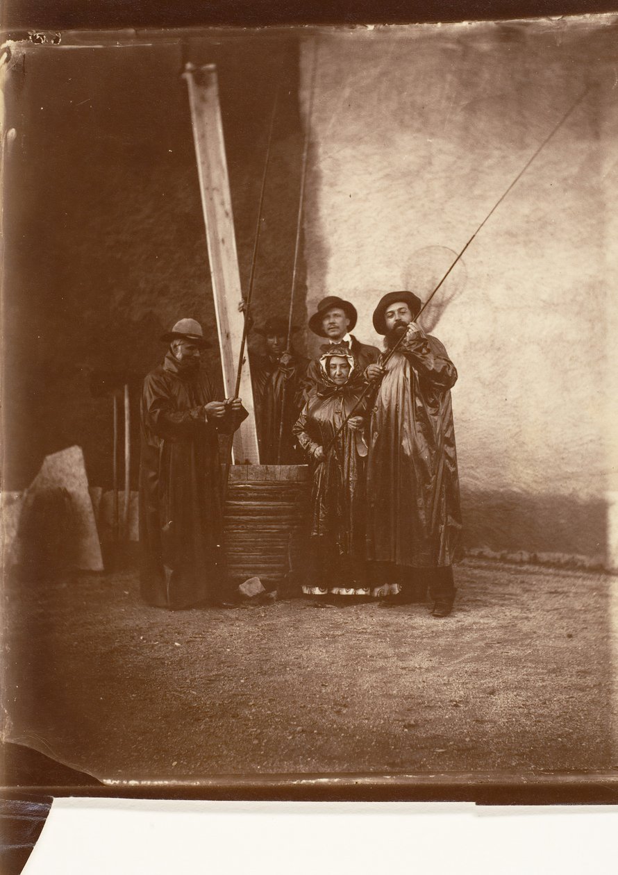[Sanatçı, Annesi ve Balıkçı Giysili Arkadaşları], yak. 1860. by Olympe Aguado