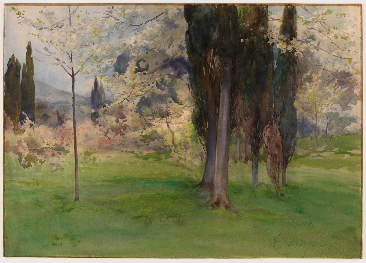 Ağaçlar ile Bahar Manzarası by Onorato Carlandi