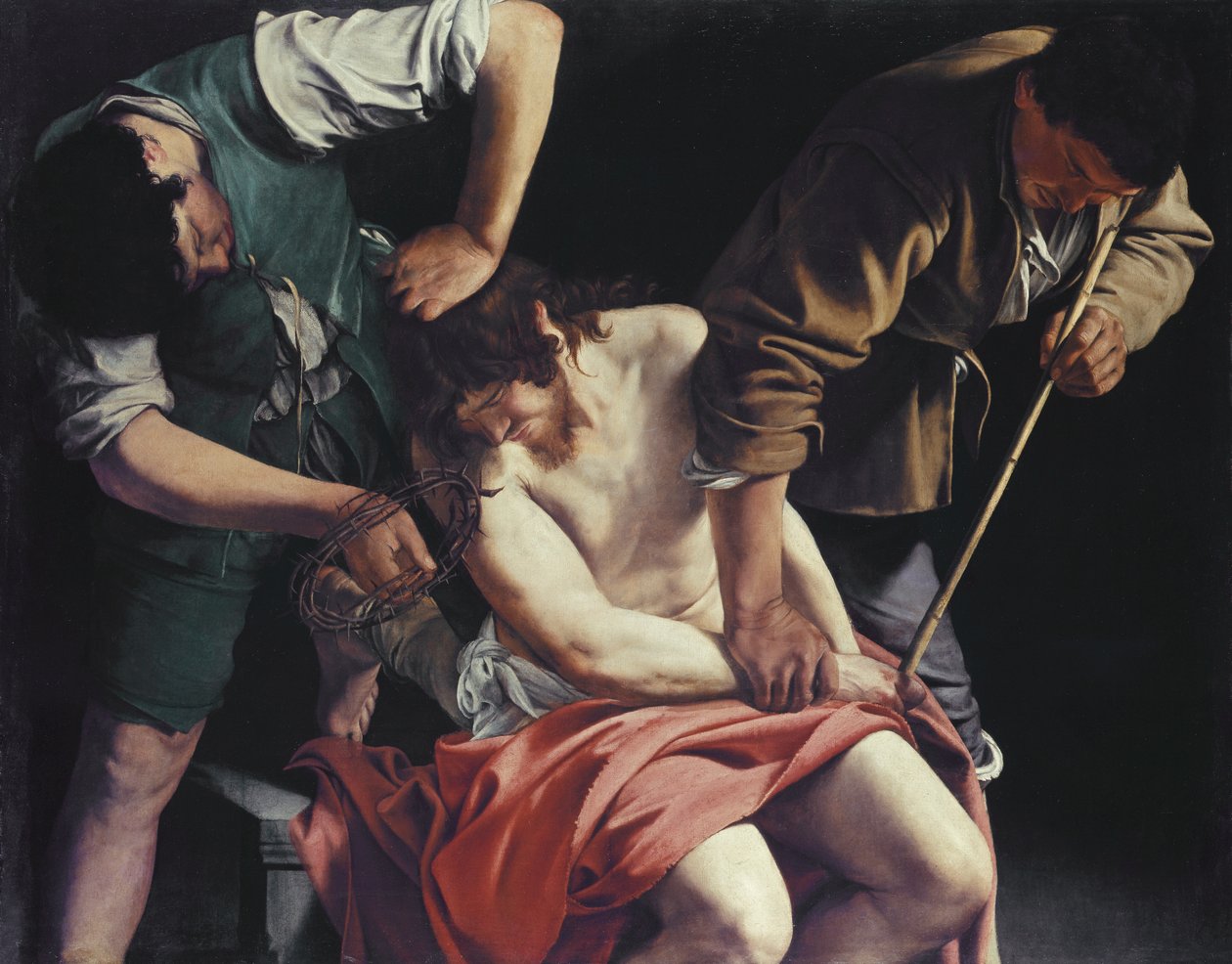 İsa dikenlerle taçlandırılıyor by Orazio Gentileschi