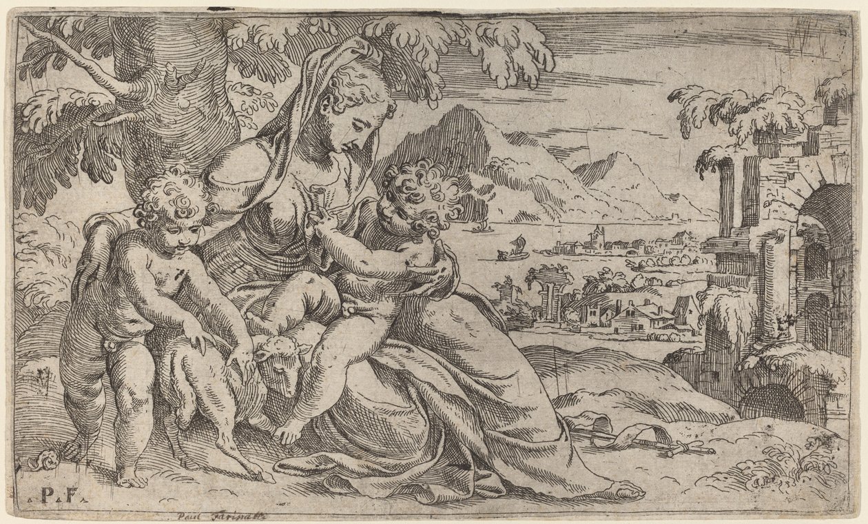 Vaftizci Yahya ile Madonna ve Çocuk by Orazio Farinati after Paolo Farinati