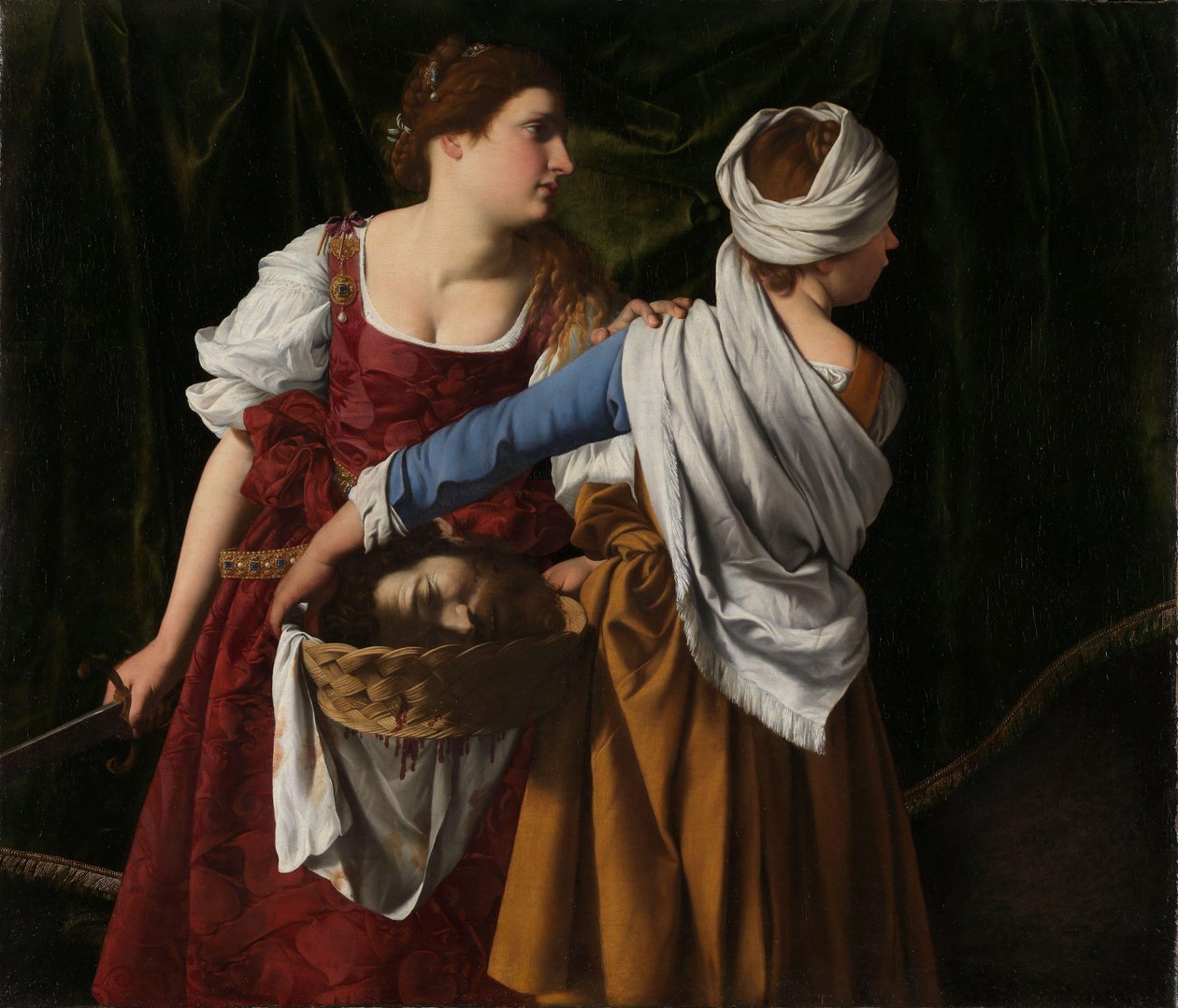 Judith ve Hizmetçisi Holofernes'in Başıyla birlikte, 1608-12 dolayları (tuval üzerine yağlı boya) by Orazio Gentileschi