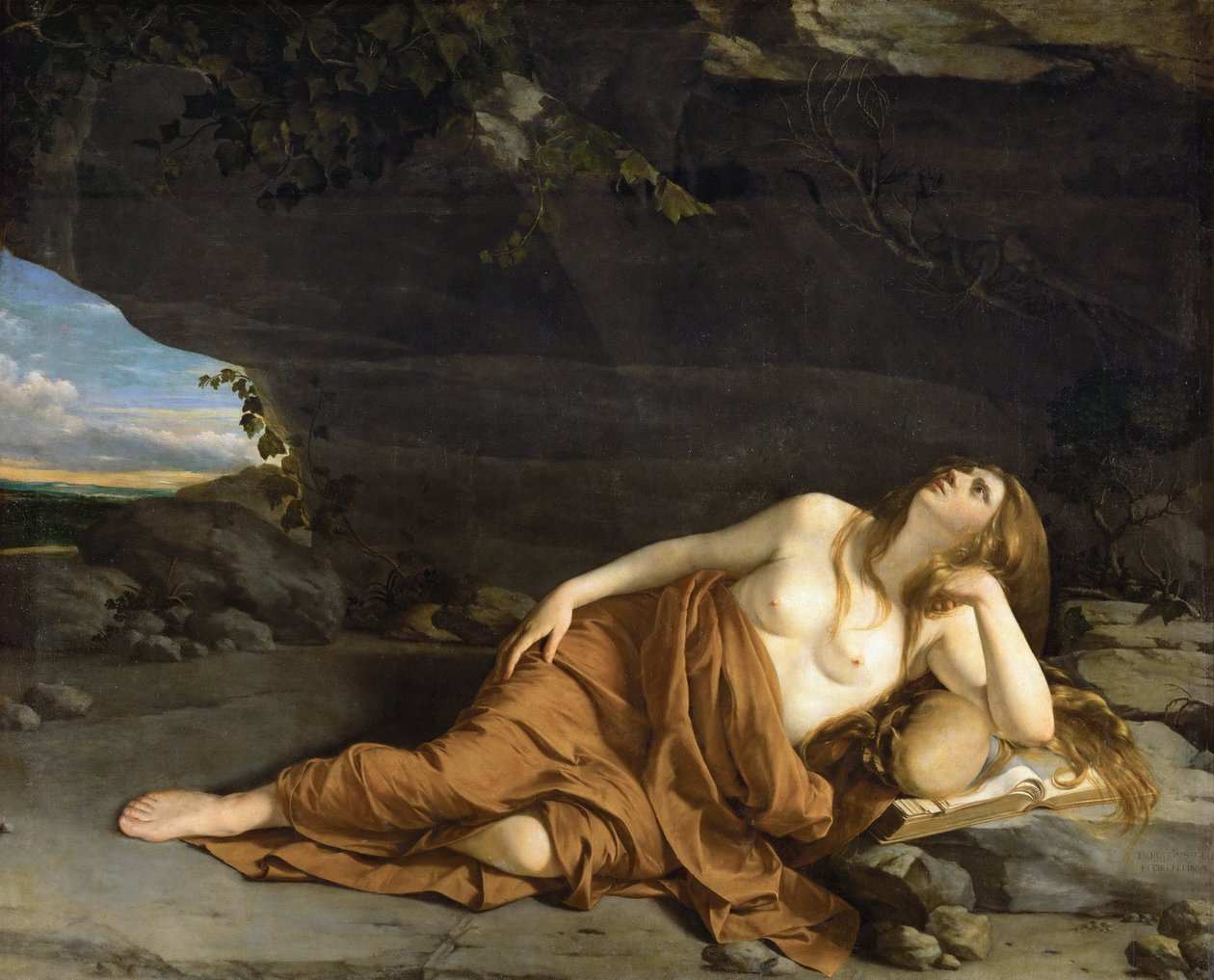 Tövbe eden Marie Madeleine - Tövbe eden Mecdelli Meryem - Orazio Gentileschi (1563-1638). Tuval üzerine yağlı boya, yaklaşık 1625. Ebat : 163x208 cm. Sanat Tarihi Müzesi, Viyana by Orazio Gentileschi